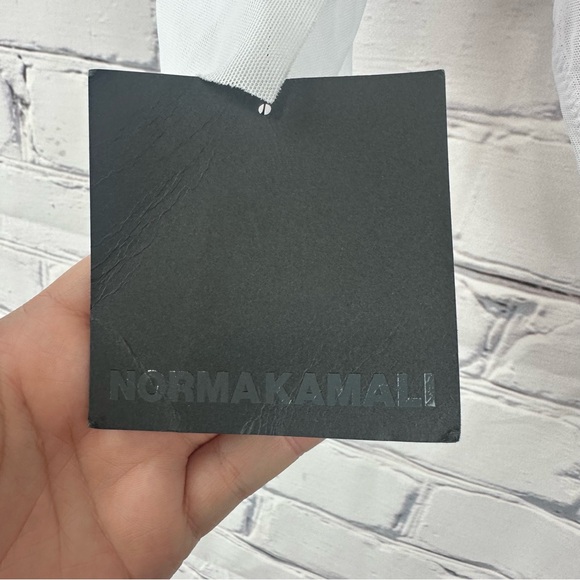 Norma Kamali Super Oversized Boyfriend Shirt Bodysuit White XXS Mesh Revolve - Picture 9 of 15